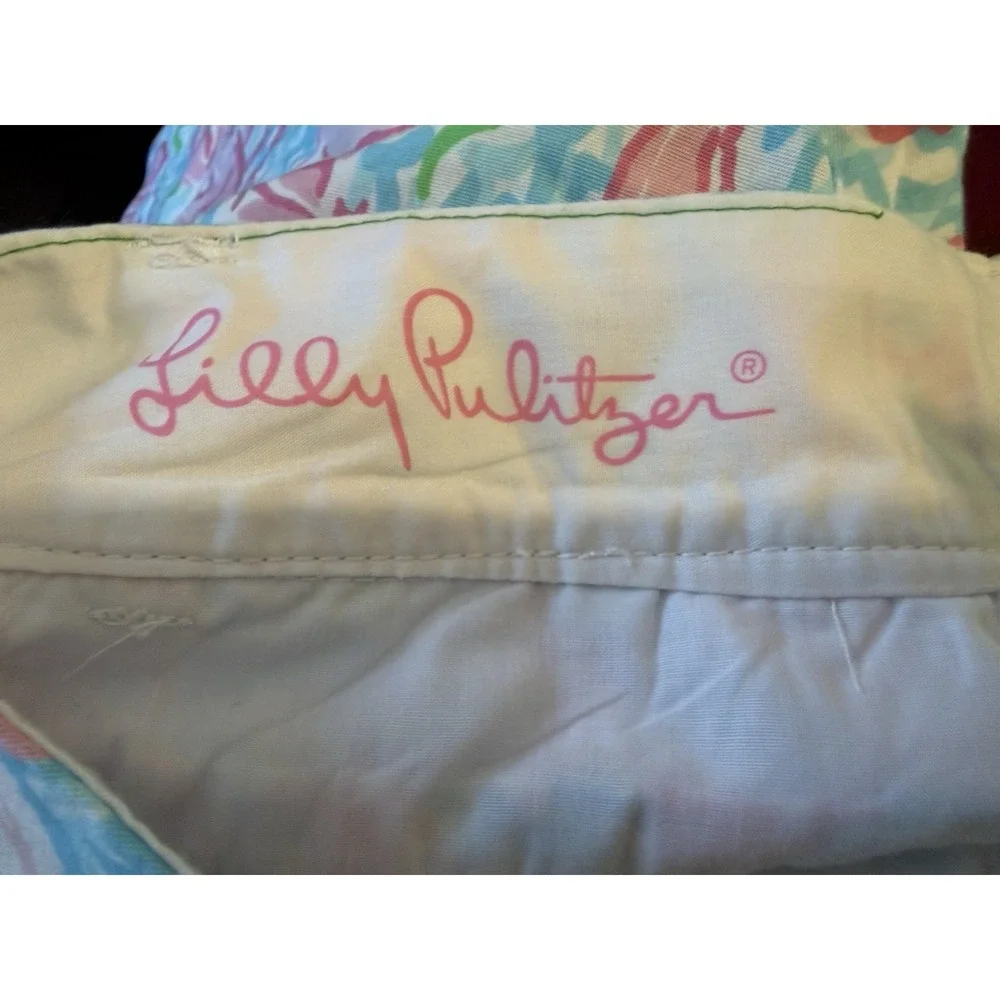 Lilly Pulitzer Womens 6 The Chipper Bermuda Golf Summer Shorts Lobster Print